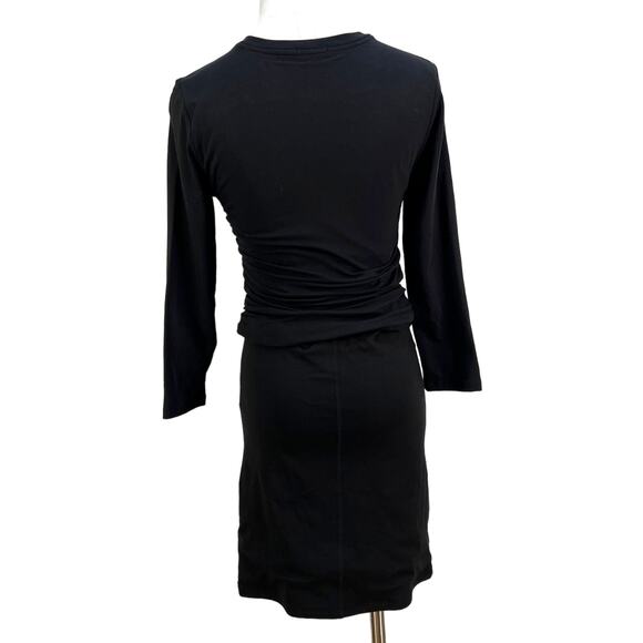 ATM Ruched Pima Cotton Tee Dress Black Stretch Jersey Bodycon - Picture 9 of 9